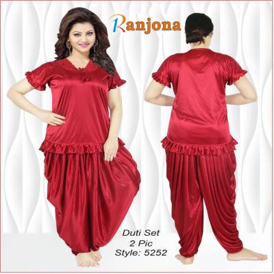 Maroon Dhoti Style Night Dress (2 Part-M)