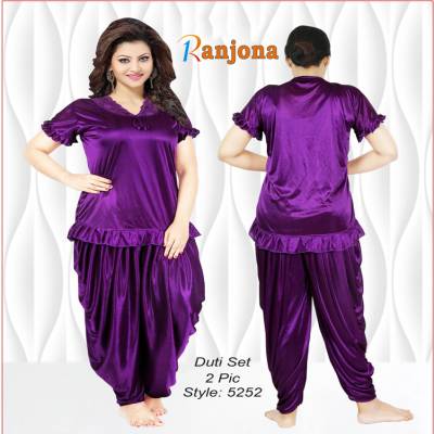 Purple Dhoti Style Night Dress (2 Part-Pu)